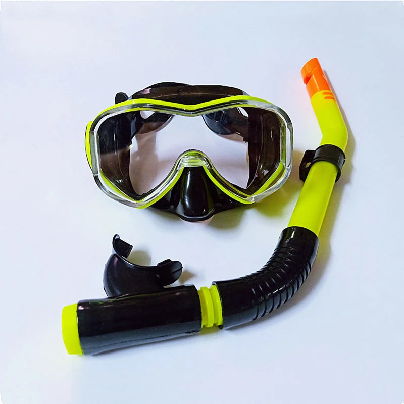 Professional Snorkel Set Full Face Mask Diving Goggles Equipment Deep Sea Suit Full Tempered Glass Dry Diving Glasses Adult