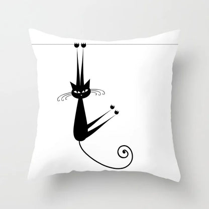 Home Decoration Black Cat Animal Print Cushion Pillowcase  Cover Sofa   Office Furnishing 45X45CM