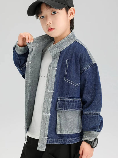 Children's Clothing Boys' Fashionable Jackets Spring and Autumn New Spring Internet Celebrity Clothing Boys' Jackets Denim Jacke