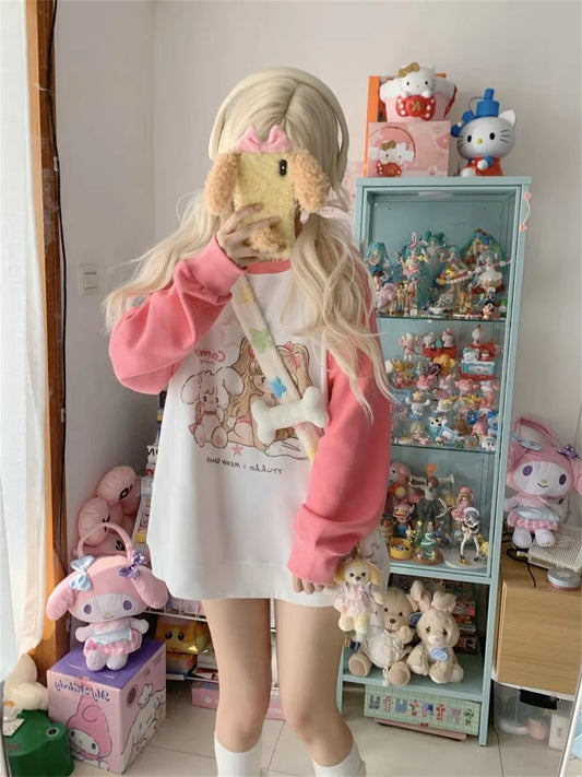 2025 Ropa Mujer Japanese Hoodies Women Clothing Long Sleeve O-neck Oversized Tops Anime Fashion Casual Sweet Y2k Sweatshirts