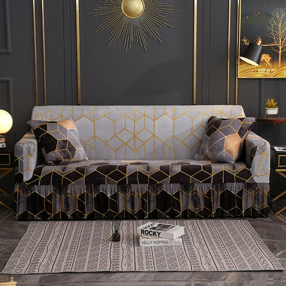 1/2/3/4 Seater Printed Sofa Skirt Cover Elastic Armchair Couch Covers for Living Room Furniture Protector