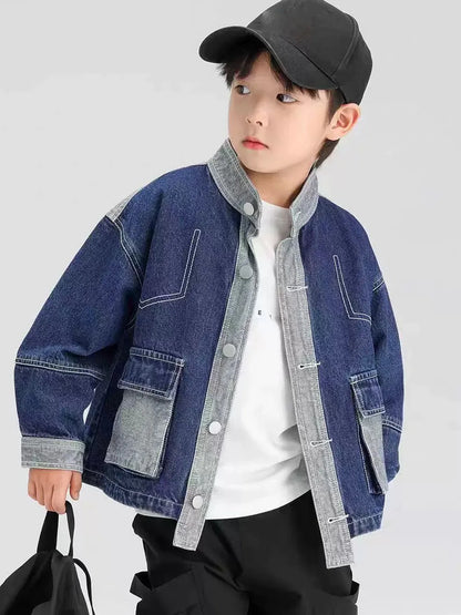 Children's Clothing Boys' Fashionable Jackets Spring and Autumn New Spring Internet Celebrity Clothing Boys' Jackets Denim Jacke