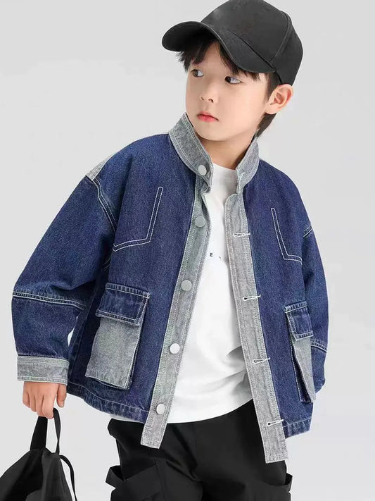Children's Clothing Boys' Fashionable Jackets Spring and Autumn New Spring Internet Celebrity Clothing Boys' Jackets Denim Jacke