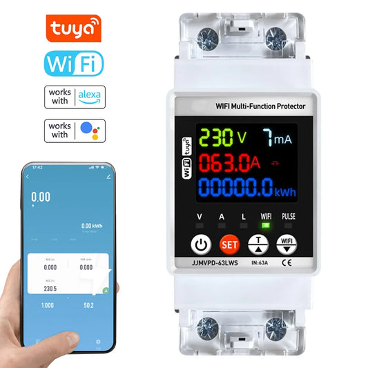 Tuya WiFi Automatic Reclosuring Protector Intelligent Circuit Breaker Single Phase Reclosing Switch Voltage Protective Device