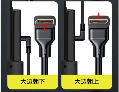DisplayPort DP 1.4 Cable 90 Degree Angled hdmi 2.0v 8K 60Hz 4K 144Hz HDR High Speed 32.4Gbps Display Port Male To Male Cable
