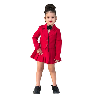 Children's Clothing Long Sleeve Jacket &  Miniskirt Suit For Girls Autumn 2Pcs Sets For Kids Clothes Girls From 2 to 8 Years Old