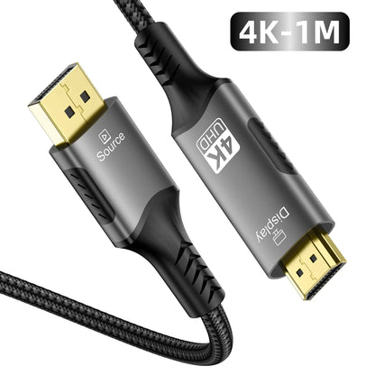 DisplayPort 1.4 to HDMI 2.1 Braided Cord 8K Cable Video Adapter [8K@60Hz,4K@120Hz] Directional DP Source to HDMI Display