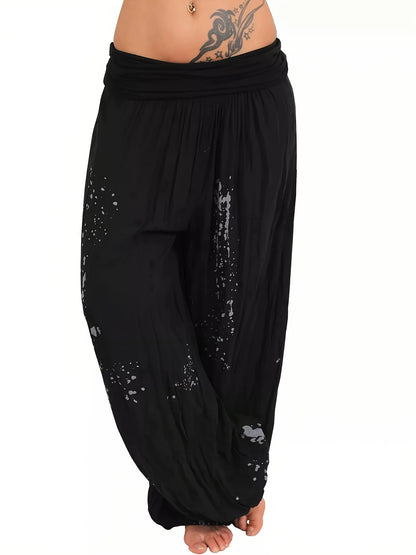 Women New Fashion Floral Print Harem Pants Yoga Pants Ladies Loose Fit Casual Wide Leg Long Trousers Sports Pants