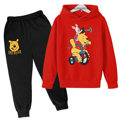 Ropa para niños Little Bear Otoño Invierno edad 3-12 niños niñas abrigo niños Sudadera con capucha + Pantalones conjunto negro