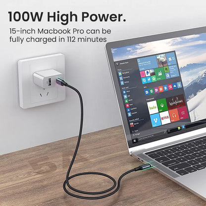 Mobile Phone USB C to USB Type C Cable PD 100W Fast Charging Line Quick Charge 4.0 Right Angle Wire 90 Degree Data 0.5m/1m/2m