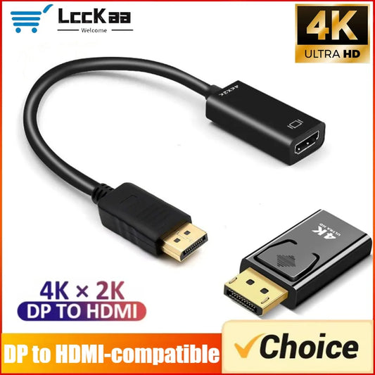 4K DisplayPort To HDMI-compatible Cable 1080P  DP To HDMI-compatible Converter Male To Female HD Video Audio Adapter for TV PC