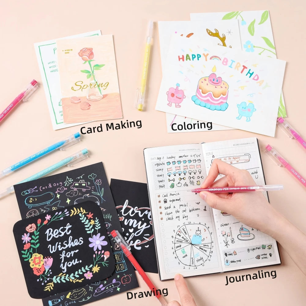 Color Painting Gel Pen Set,With Storage Box,0.6mmNeedle Tip,Rich Color Large Capacity Gel Pens,Art Supplies For Diary,Card,DIY