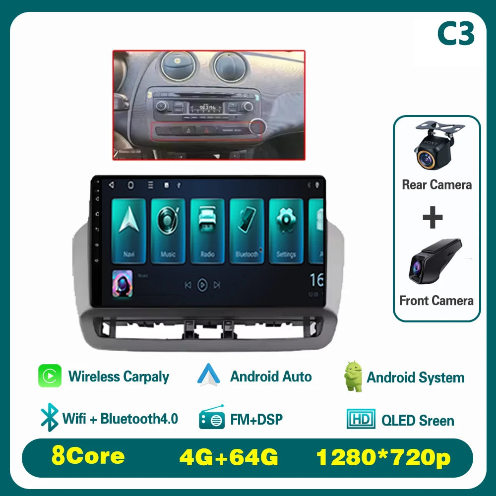 GPS Navigation QLED Touch Screen For Seat Ibiza 2012-2015 Android Auto Radio Car Multimedia Video Player 5G WIFI BT No 2din DVD