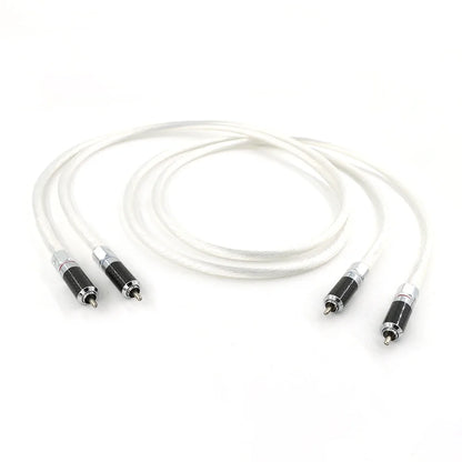 HiFi RCA Audio Cable 12 Strands  OCC Silver Plated Wire With Locking Carbon Fiber RCA Plug Cable HiFi 2RCA to 2RCA Cable