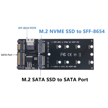 T35C M2 SSD Adapter M.2 SATA Ngff SSD to SATA + M2 NVME SSD to SFF-8654 Converter SATA to M2 Expansion Card