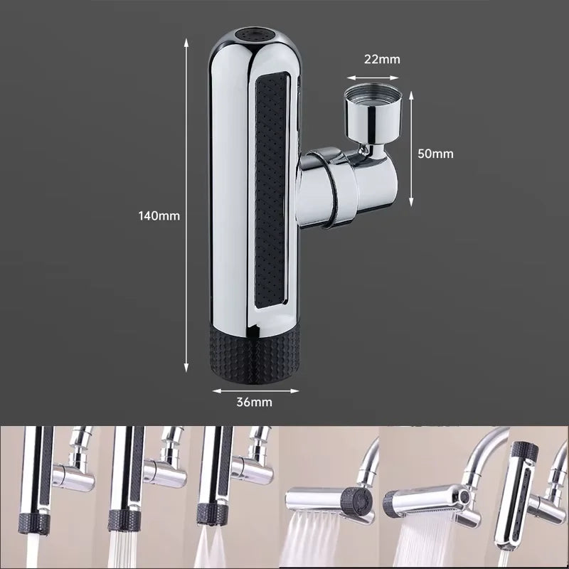 Kitchen and bathroom new multi-function waterfall three mode universal rotary extension faucet splash proof nozzle sink