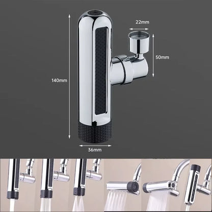 Kitchen and bathroom new multi-function waterfall three mode universal rotary extension faucet splash proof nozzle sink