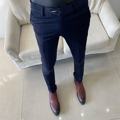 Men Dress Pants 2025 Autumn New Suit Pants Solid Business Casual Straight Slim Fit Trouser Formal Pantalones Hombre Men Clothing