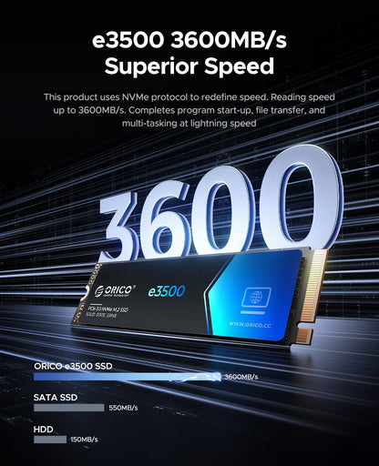 ORICO M.2 NVMe SSD 1TB PCIe3.0 3500MB/s 2280 PCIe Gen3x4 NVMe Internal Solid State Drive for Laptop/Desktop 3D NAND 5 Yeas