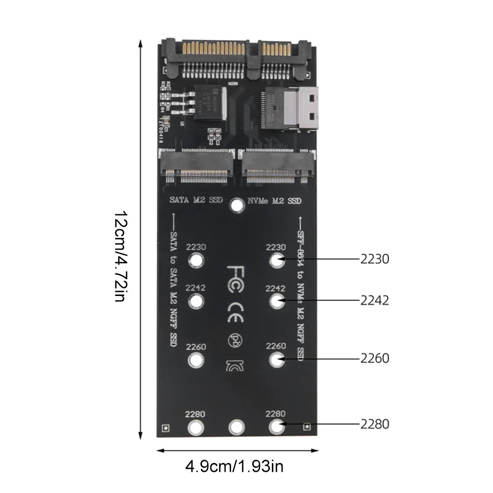 M.2 To SATA Adapter SFF-8654 To M2 NVME SSD 22Pin SATA To M2 Expansion Card 2 in 1 Combo Adapter Fit for Mainboard