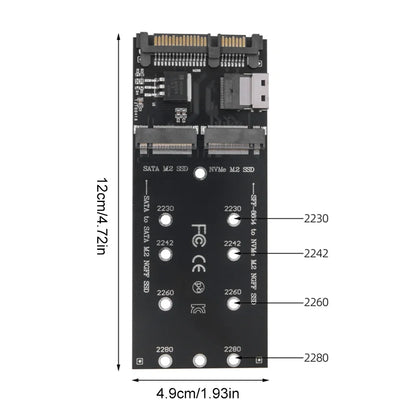M.2 To SATA Adapter SFF-8654 To M2 NVME SSD 22Pin SATA To M2 Expansion Card 2 in 1 Combo Adapter Fit for Mainboard