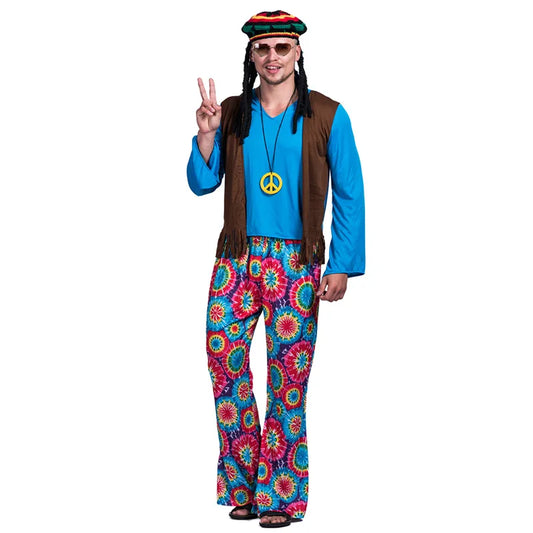 Halloween's New Trend Men's Clothing Suit Hippies Clothes Peace Enthusiasts 1970s Man Halloween Cosplay Costumes Cos Jazz Dance