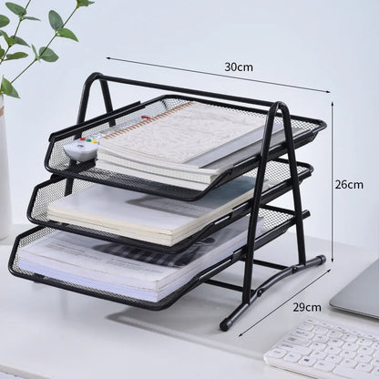Office Supplies, Wire Mesh, Metal Three-layer File Rack, Data Tray Storage Rack, Data Tray Drawer Style