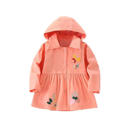 2025 New Children's clothing Baby Girls Jacket Coat Cotton Embroidery Strawberry  Hoodie New Tops for Kids Clothes