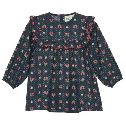 2025 New Kids Girls Clothes AW New Toddler FL Cute Bow Strawberry Printed Dresses Denim Vest Dress Jeans Children Clothing
