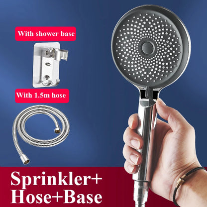 Shower Head 3 Mode Rainfall ABS Round High Pressure Turbo Spray Nozzle Adjustable Black Eco Shower Bathroom Accessories FR102